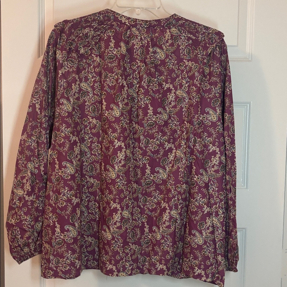 Avara Hadley Peasant top mauve paisley SZ XL 100% cotton puffy sleeve boho NWT - Picture 2 of 12